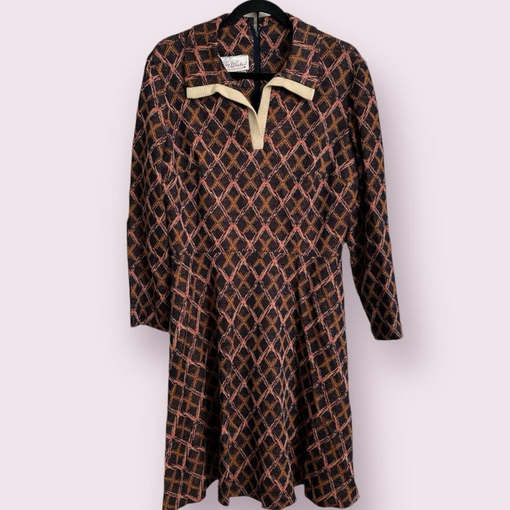 NWT Vintage 60s 70s Kay Windsor The Look You Love Knit Dress Mod Geometric Large